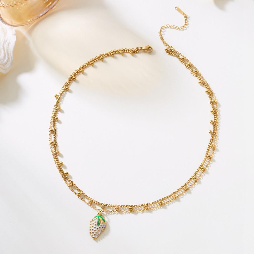 Fruitinspired Stainless Steel Necklace Collection With Multilayer Chains For Summer Fashion Accessories