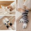 Women's Cute Cat Paw Socks Winter Thickened Coral Velvet Socks Soft Mid-calf Socks