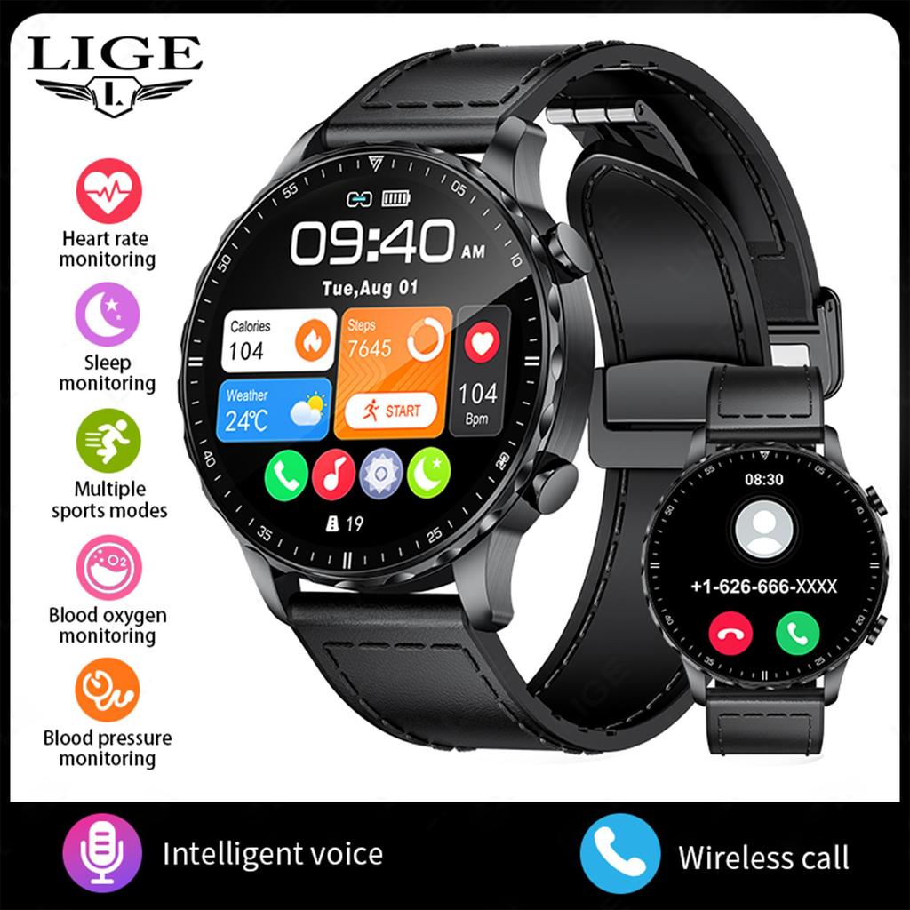 LIGE Новые умные часы мужские Bluetooth звонки обнаружение сердечного ритма спортивные водонепроницаемые умные часы