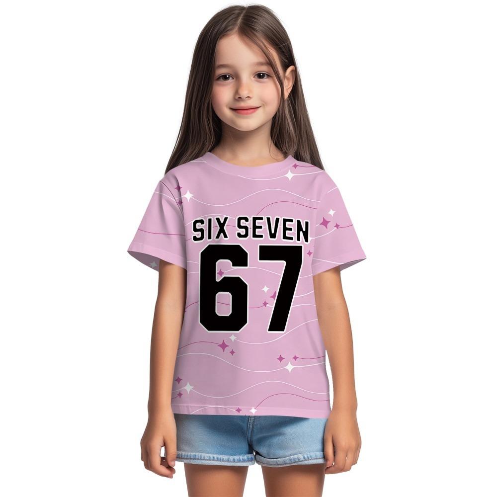 Fashion Men and Women's T-shirt 6 7 Print T-shirt Loose Short Sleeve Tops Summer Casual Round Neck Kids Tees Clothing