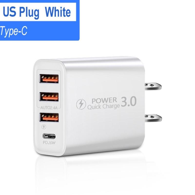 USB настенная зарядка, 4-портовый быстрый USB и USB C зарядный блок, Хабы зарядной станции, Сетевой фильтр, Адаптер-вилка