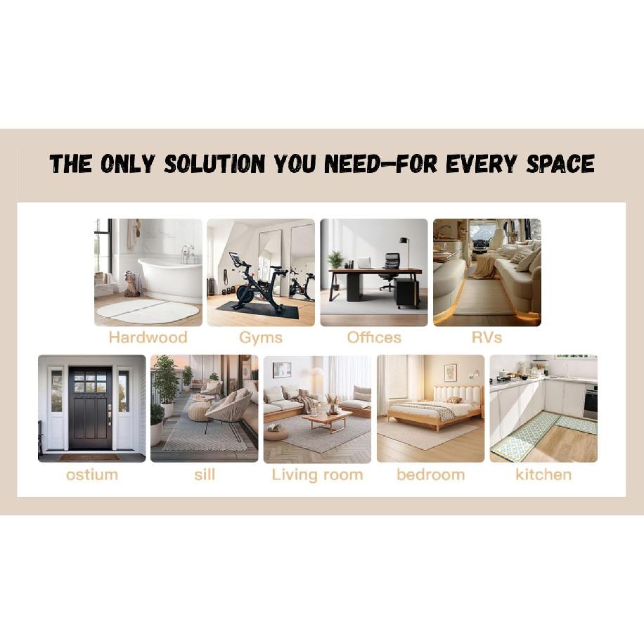 12-Pack Gripper for Rug for Hardwood Floors and Tiles: Double-Sided Reble Rug Carpet Tape. Anti-Slip Tape Grips Area Rugs, Non-Slip Rug Pads Prevent