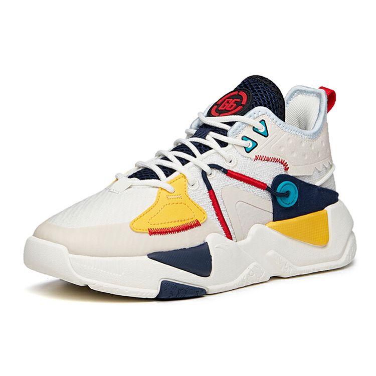 Anta Casual Slip-Resistant Durable Mid-Top Sneakers Women Sneakers Yellow Blue 122138084-3