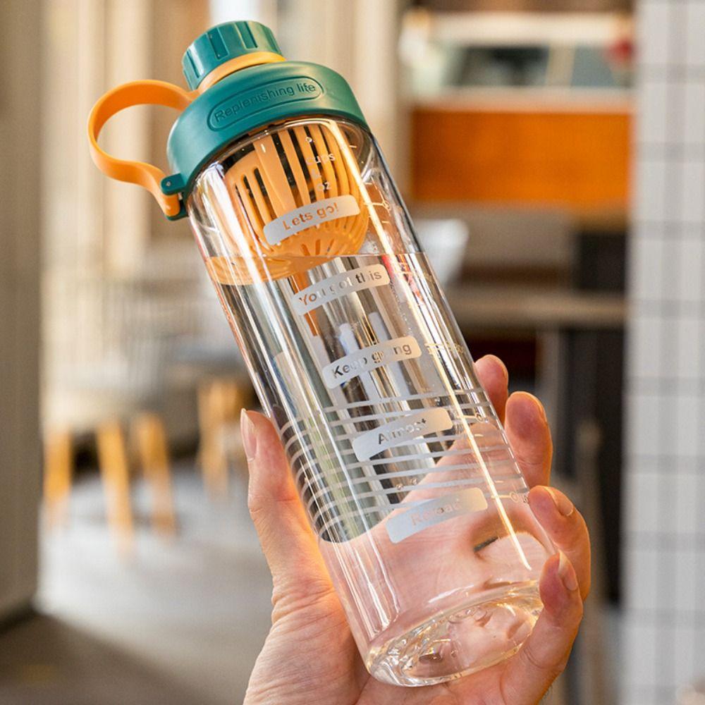 Большая емкость, женский разделитель чая, чашка для занятий спортом на открытом воздухе, пластиковая бутылка для воды с соломой