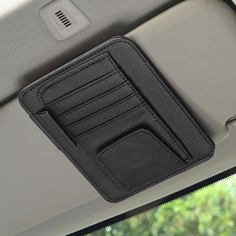 Кожа PU Держатель для очков на козырек автомобиля Кронштейн для очков Пластина на козырек автомобиля Чехол для солнцезащитных очков Держатель для карт и ручек