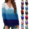 Women's Casual Printed Long Sleeve Loose V-Neck Pullover Top