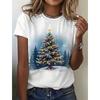 Летний топ с круглым вырезом и 3D рождественским принтом, модные повседневные женские футболки с короткими рукавами