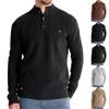 Мужской зимний однотонный свитер с воротником-стойкой и пуговицами, облегающий, с длинным рукавом, повседневный
