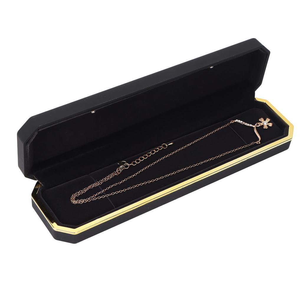 LED Lighted Jewelry Gift Box Rings Bracelet Tray Display Storage Case for Proposal Engagement