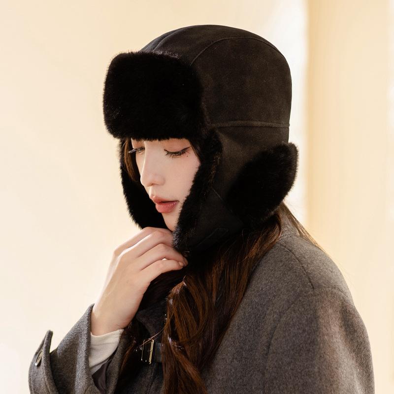 Осень и зима замшевая плюшевая шапка женская утолщенная защита ушей зимняя теплая для велоспорта, катания на лыжах, от холода