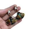 Веерные серьги цвета ветровой эмали в этническом стиле, высококачественные уши из настоящего золота S925 с покрытием из старой меди