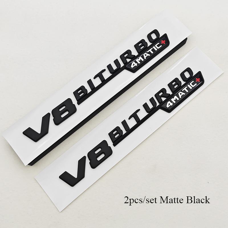 3D V8 BITURBO 4MATIC+ Emblem Badge For Mercedes Benz AMG C63 E63 G63 Car Fender Side Logo Trunk Decal Styling Accessories