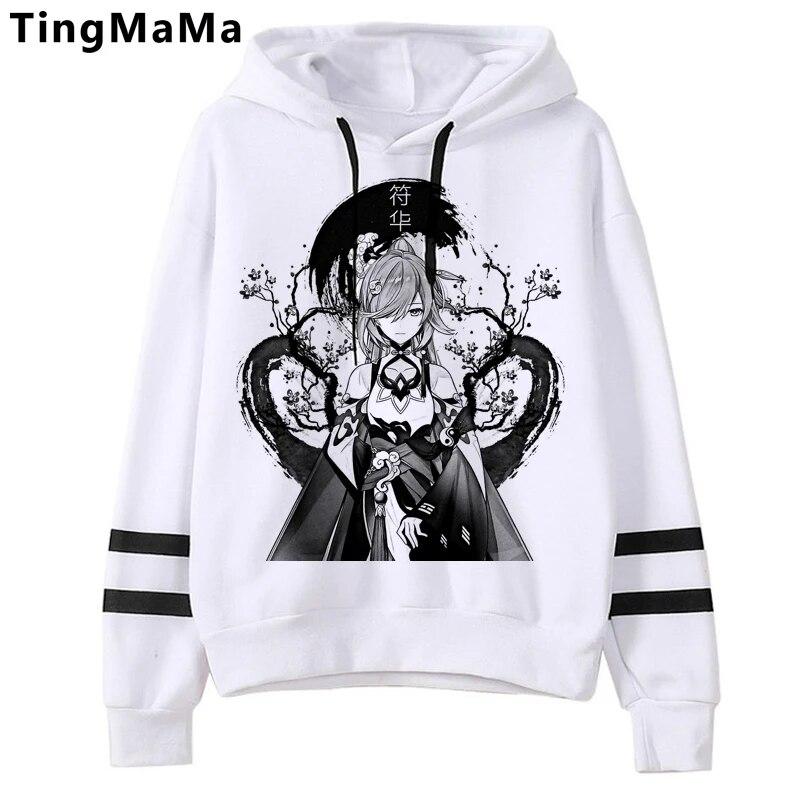 Xiao Genshin Impact Толстовки Унисекс Kawaii Мультфильм Harajuku Genshin Уличная одежда Хип-хоп Ху Тао Толстовка с графикой Унисекс Толстовки Мужской Унисекс