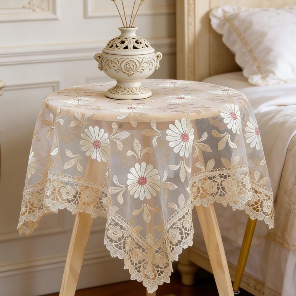 Lace Trim Table Cover Yarn Cloth Table Sheet Exquisite Dining Cloth Table Decoration