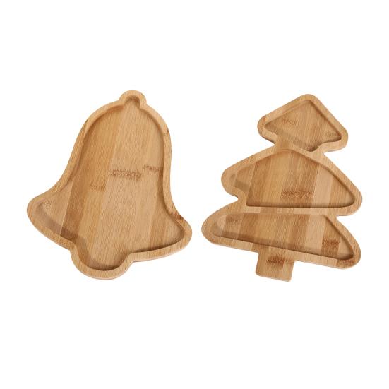 Christmas Snack Tray Bamboo Serving Plate Decorative Platter Nuts Display Desktop Food Tray Modern Home Fruit Bowl Christmas Tree Shape Party