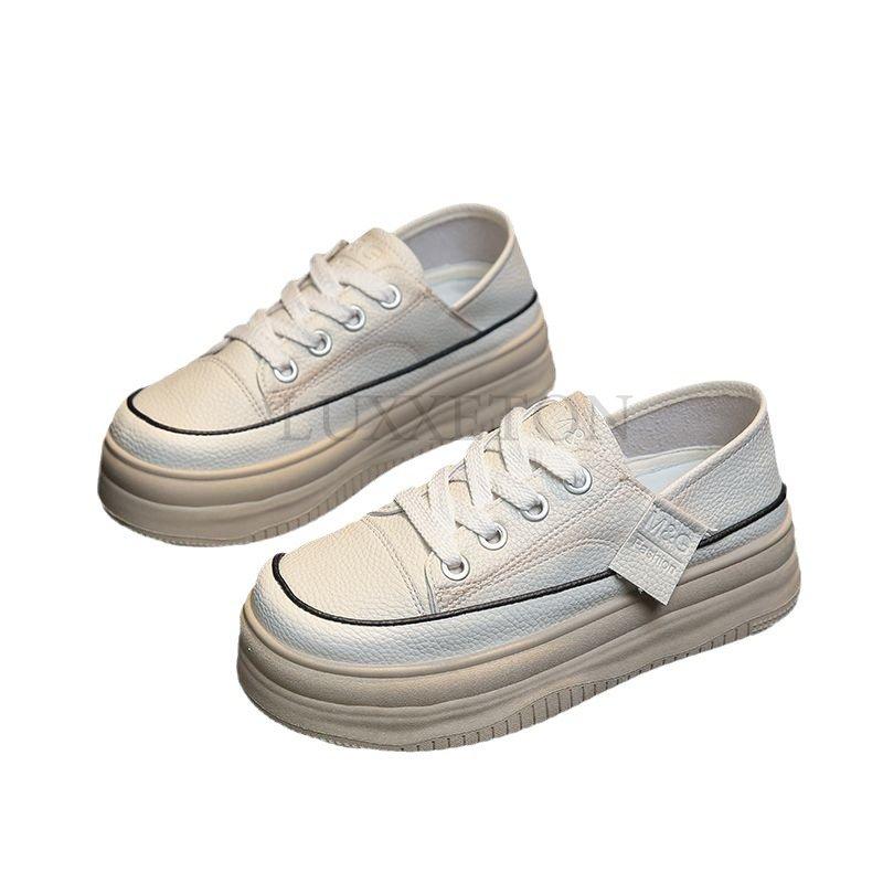 Кожаные туфли на толстой подошве белого цвета для женщин, летние новые повседневные спортивные туфли для сноуборда, универсальные женские туфли для двоих