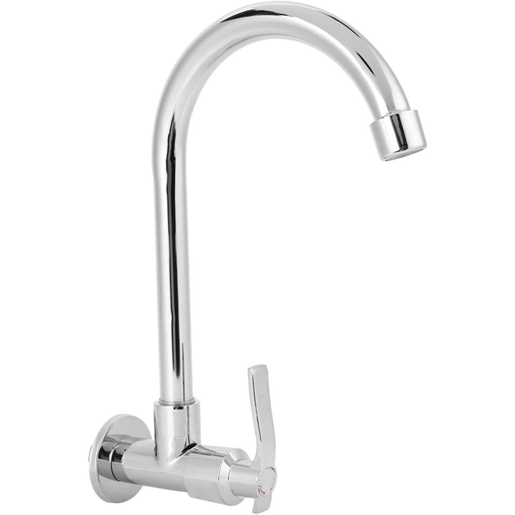 Kitchen Faucet, Water Sink Faucet Single-Tube Cold Wall-Mounted, 360° Rotatable G1/2inch Water Kitchen Tap Without Hose, Copper Outlet
