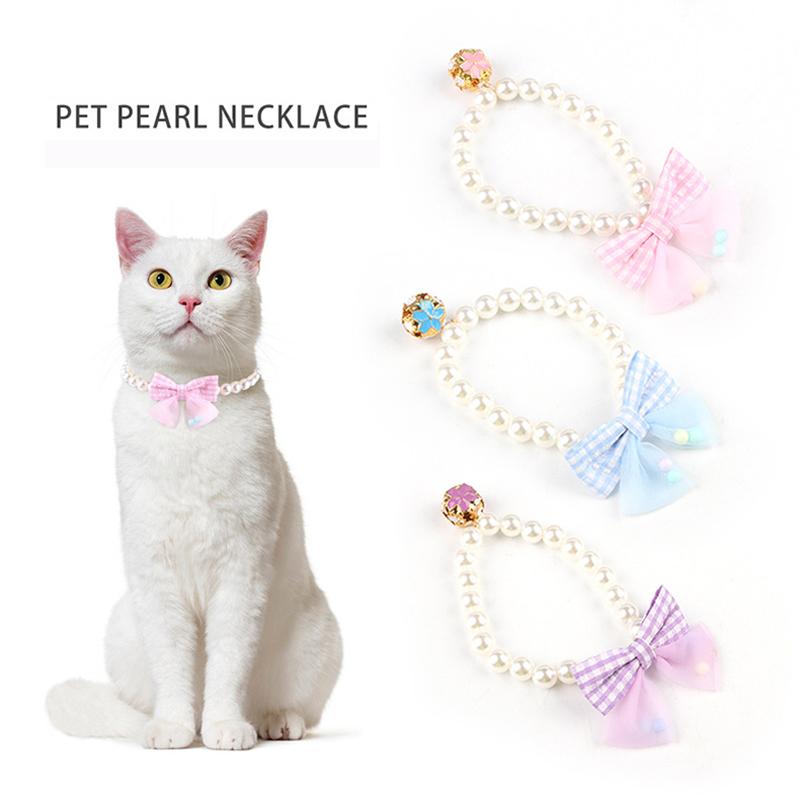 Elastic Bead Necklace with Pet Knot, Cat Accessories, Cat Jewelry, Small and Medium Dog, Presidency Headband, Teddy Bear