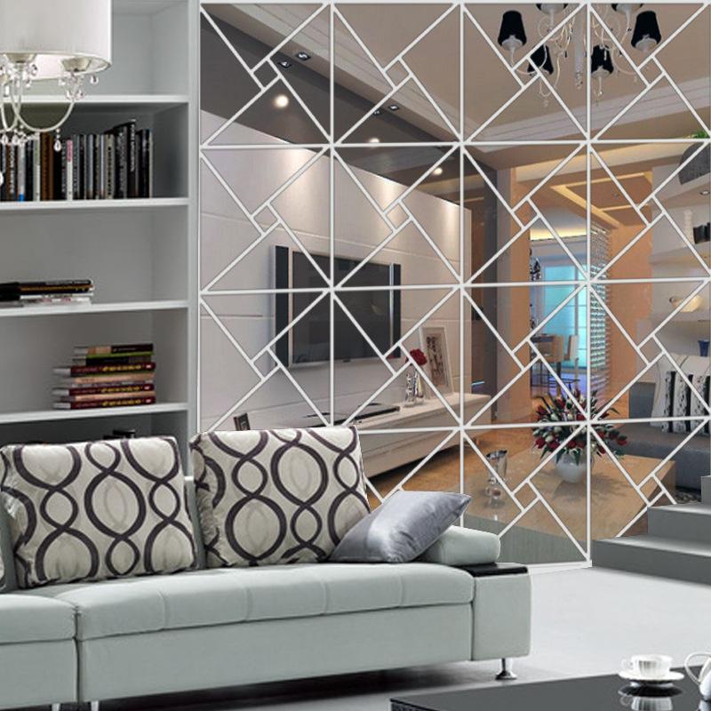 NEW 3D Square Wall Mirror Stickers Acrylic Self-Adhesive DIY Decal for TV Background Living Room Art Modern Home Decor