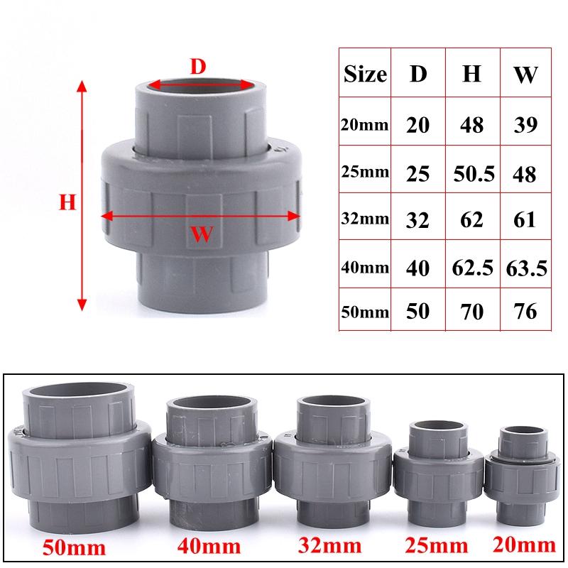 2Pcs 20~50mm PVC Pipe Connector Garden Irrigation Grey Ball Valve Aquarium Direct Tee Elbow Union Joint Pipe Clamp Cross Joint