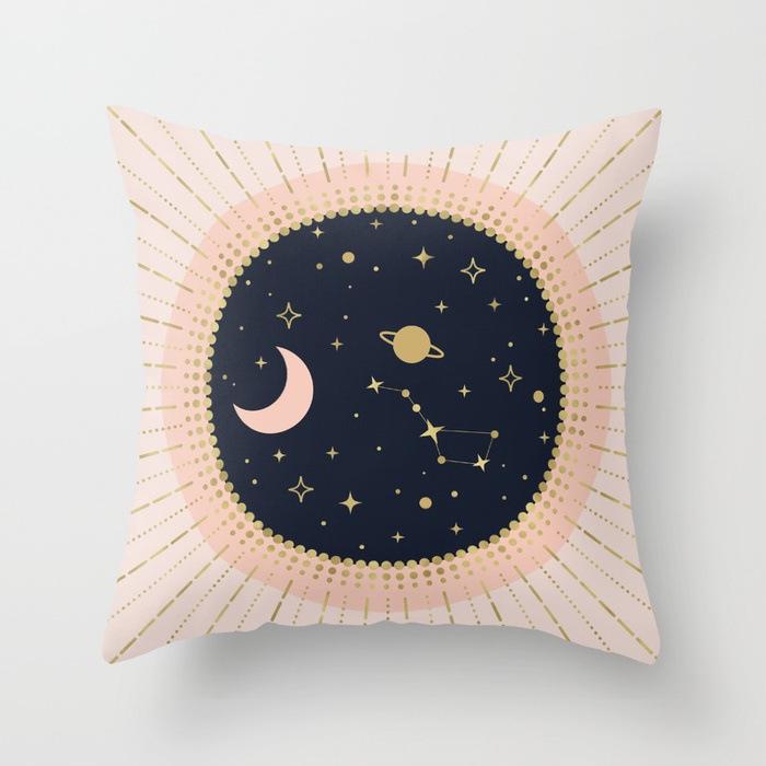 Fashionable and Simple Geometric Golden Peach Leather Velvet Pillow Case Car Sofa Cushion Pillow Backrest Lazy Man