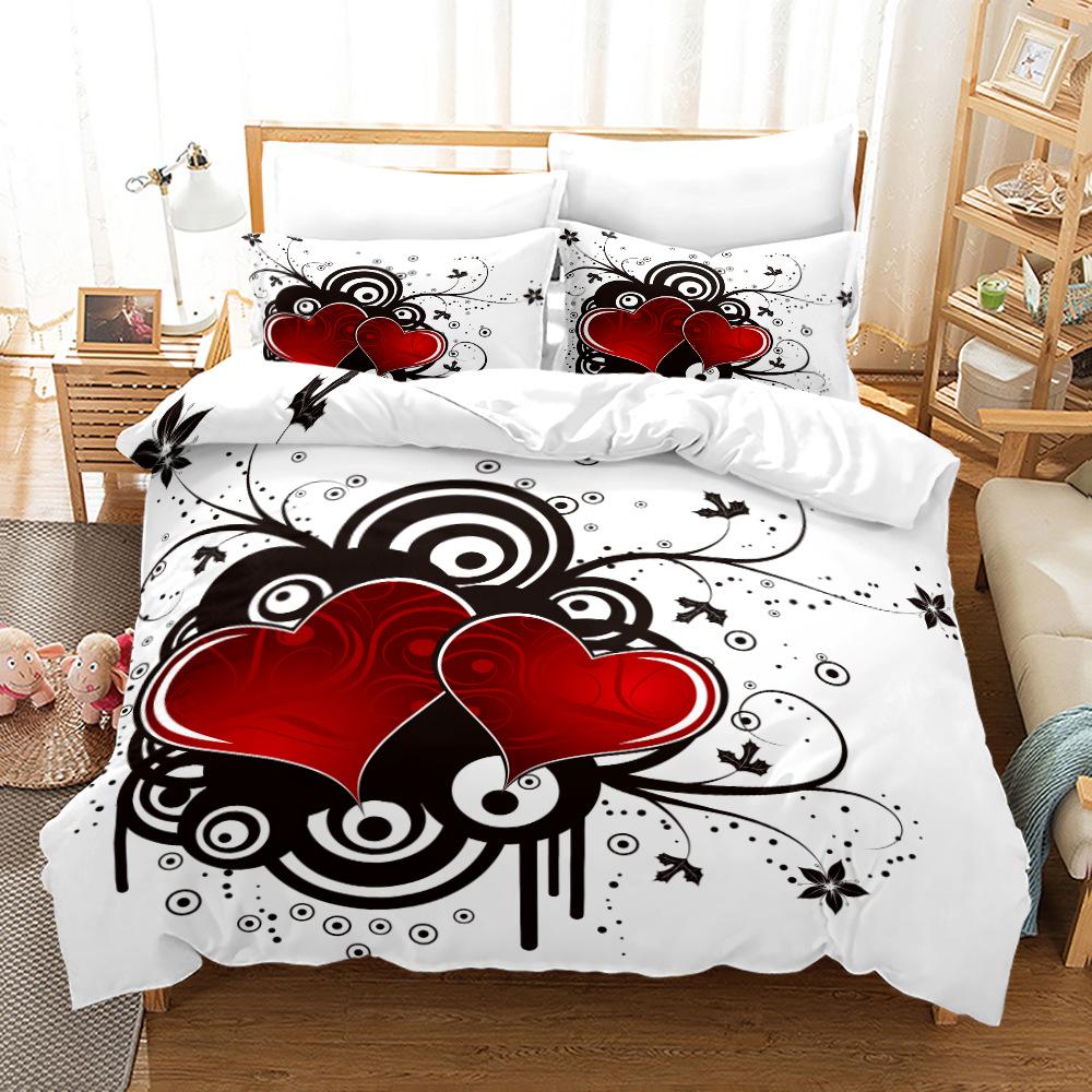 3D Love Постельное белье Пара Комната Пододеяльник Наволочка 2/3 шт. Праздничный подарок AU210 * 240 Полный размер Романтическая любовь Быстросохнущая Мягкий домашний текстиль