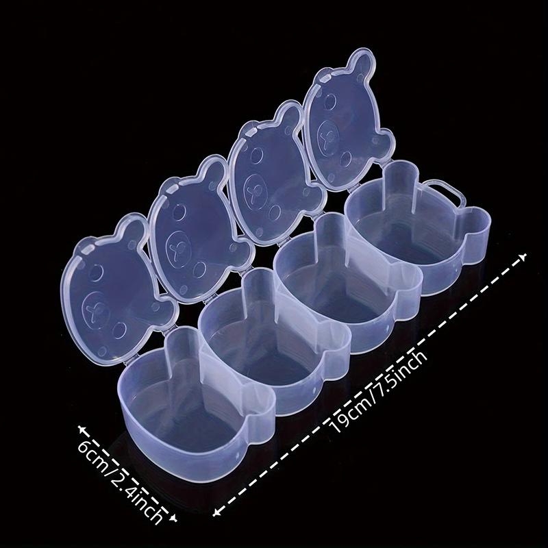 Резиновая заколка для волос коробка для хранения из четырех частей Медведь Прозрачная пластиковая коробка для сережек Ювелирные изделия Многосеточная классификация Упаковочная коробка