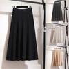 Женская осенне-зимняя юбка с высокой талией и эластичной резинкой на талии, однотонная трикотажная трапециевидная юбка, большие качели, теплая