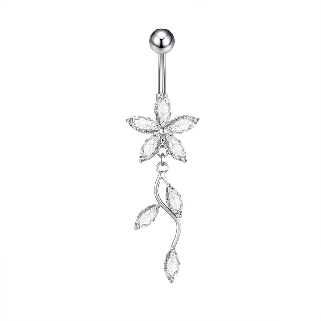 European & American Copper Zircon Floral Belly Button Ring