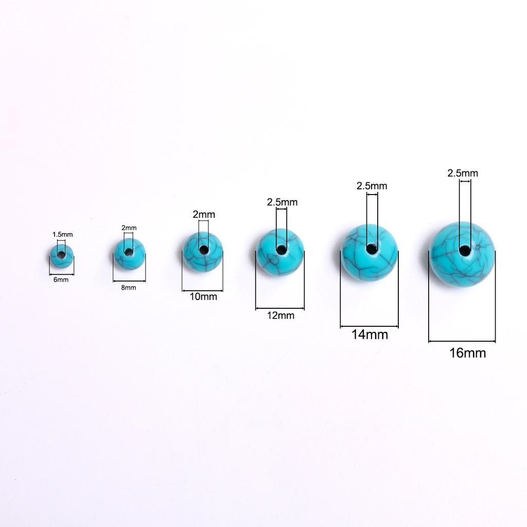 Бирюзовые имитированные каменные круглые бусины для изготовления украшений своими руками, 6-16 мм, 50-5 шт.