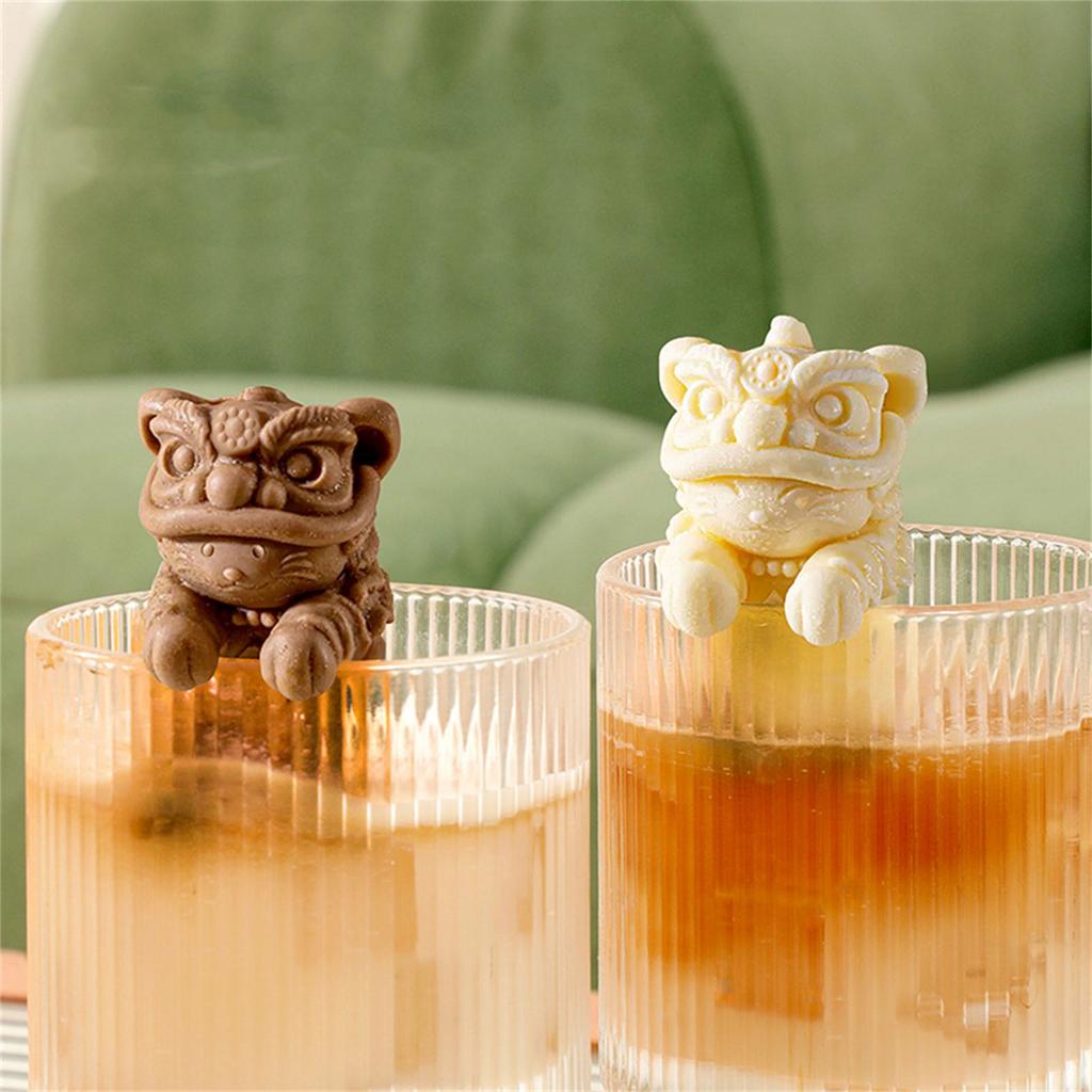 Легко извлечь лед из формы, подвесная чашка, форма льда в виде льва, гибкий силиконовый ледогенератор для коктейлей, кофе, долговечный