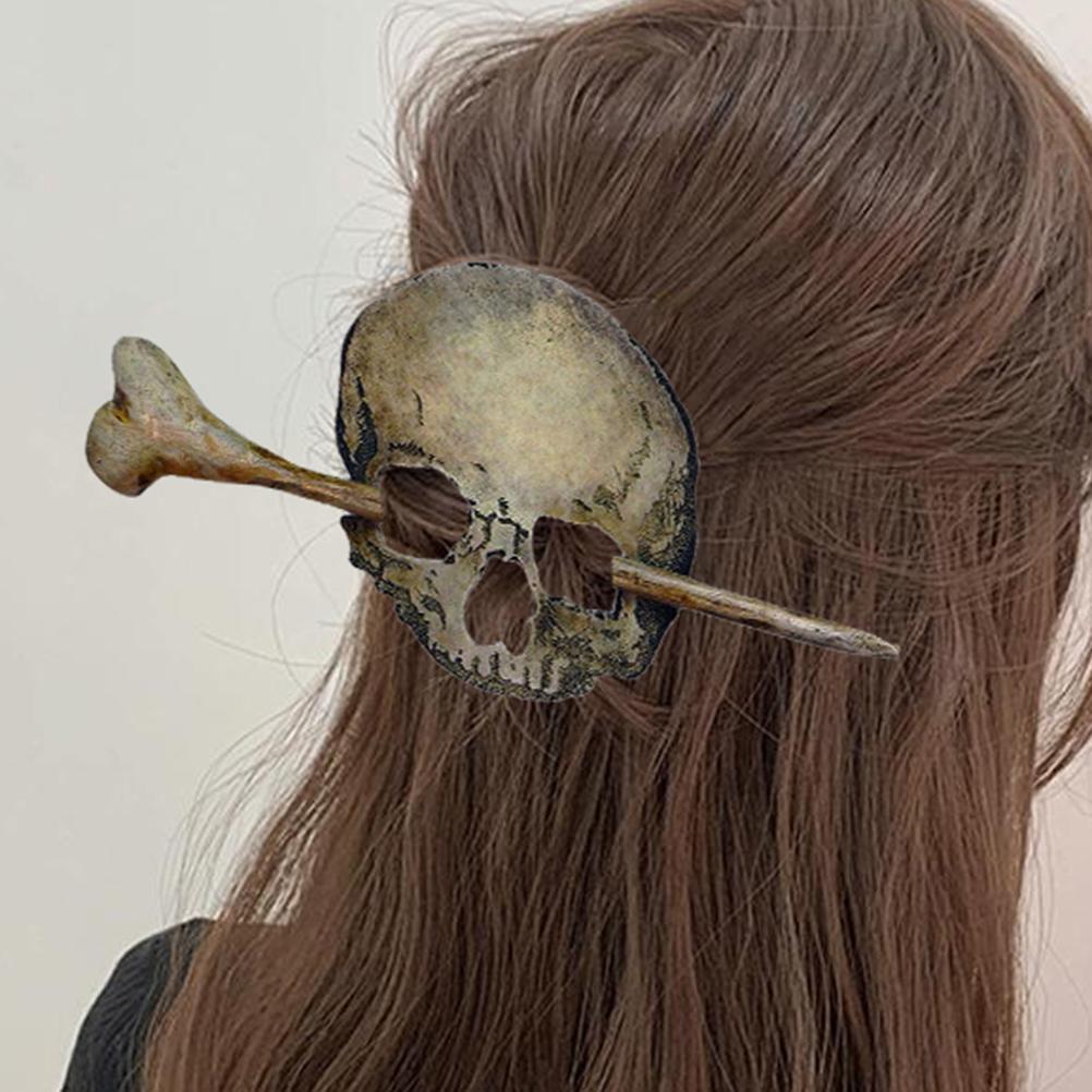 Заколка для волос в виде скелета на Хэллоуин, палка, слайд с палкой, ретро-готическая заколка для волос в виде кости, палочки, шпилька для волос f