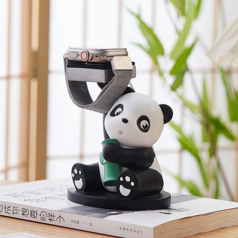 Симпатичная подставка для часов из смолы «панда» для офиса, спальни, хранения, декоративные украшения, перезаряжаемая
