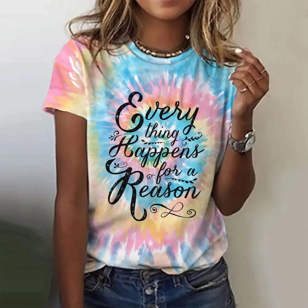 Летняя женская мода футболка мода цветочный узор O-образный вырез топы футболки женская одежда с коротким рукавом женская повседневная уличная одежда