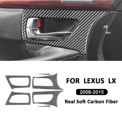 4 шт. Для Lexus LX 2008-2015 Декоративные кольца-чаши на ручки внутренней двери из углеродного волокна, рамки, внутренние наклейки