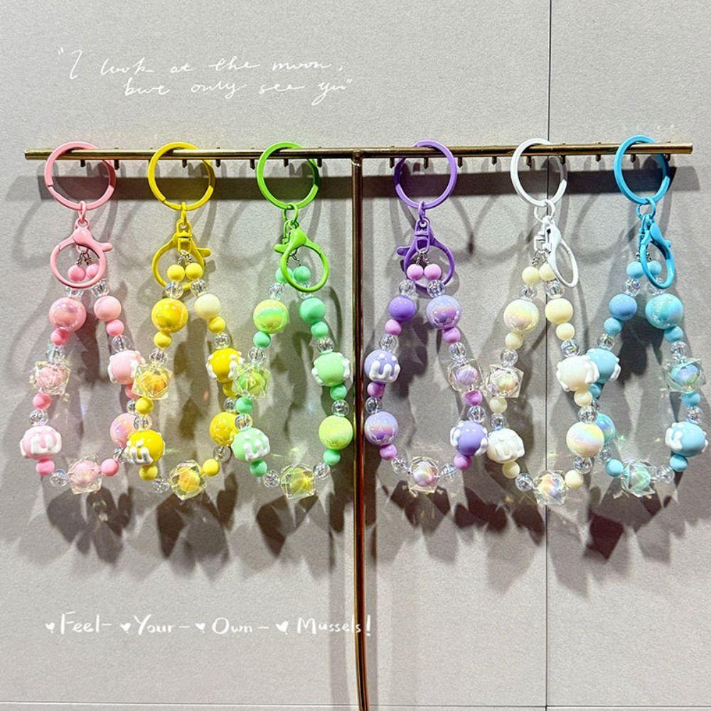 Брелок-браслет конфетного цвета Стильный блестящий подвеска из хрустальных бусин Расписные бусины Цепочка для телефона Подарок