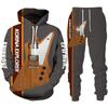 Рок-музыка, гитара, 3D принт, толстовка/костюм, мужской спортивный костюм, повседневные толстовки + брюки, комплект, уличная одежда в стиле хип-хоп, весенне-осенняя одежда