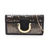 Used Gancini Shoulder Bag 21 G704 Suede Sequin Black Gold Used Women
