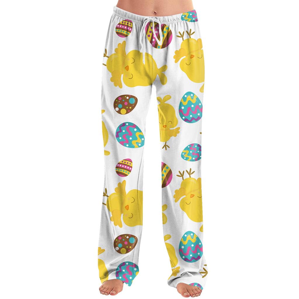 Женские модные свободные повседневные брюки с пасхальным принтом