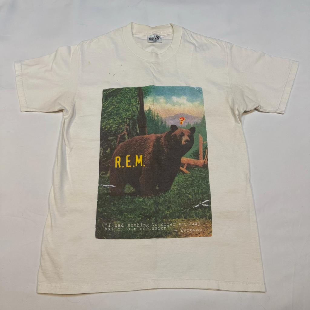 Vintage 1995 *distressed* R.E.M. Bear Nature Monster Tour White Tee Band T-Shirt