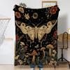 Темный Cottagecore Мотылек Луна Звезда Цветочный Пятнистый Мухомор Ботанический Фланелевый Плед, Теплый Уютный Плед, Комната в Стиле Dark Academia