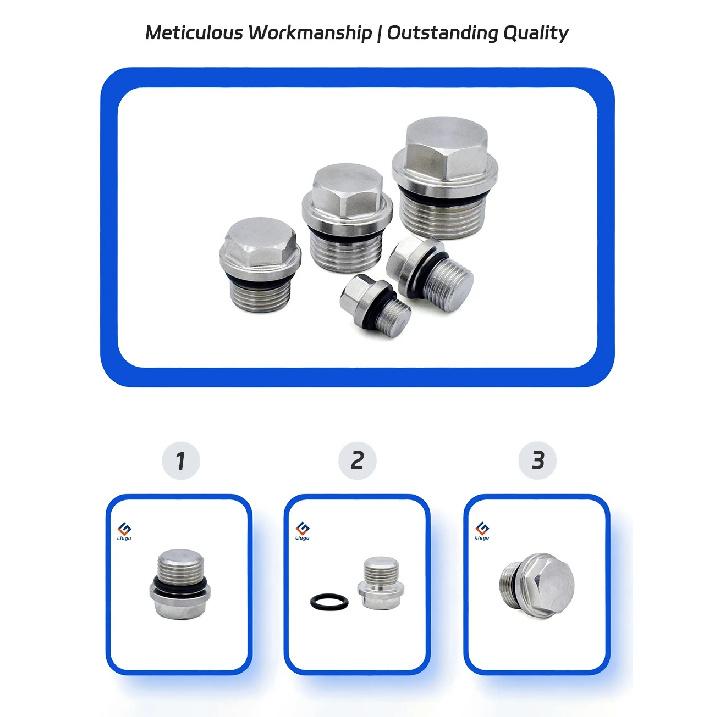 Hexagonal Flange End Cap 1/8 "1/4" 3/8 "1/2" 3/4 "1" -2 "BSP Male Thread 304 Stainless Steel Pipe Fitting - Oil Plug, Pipe Plug