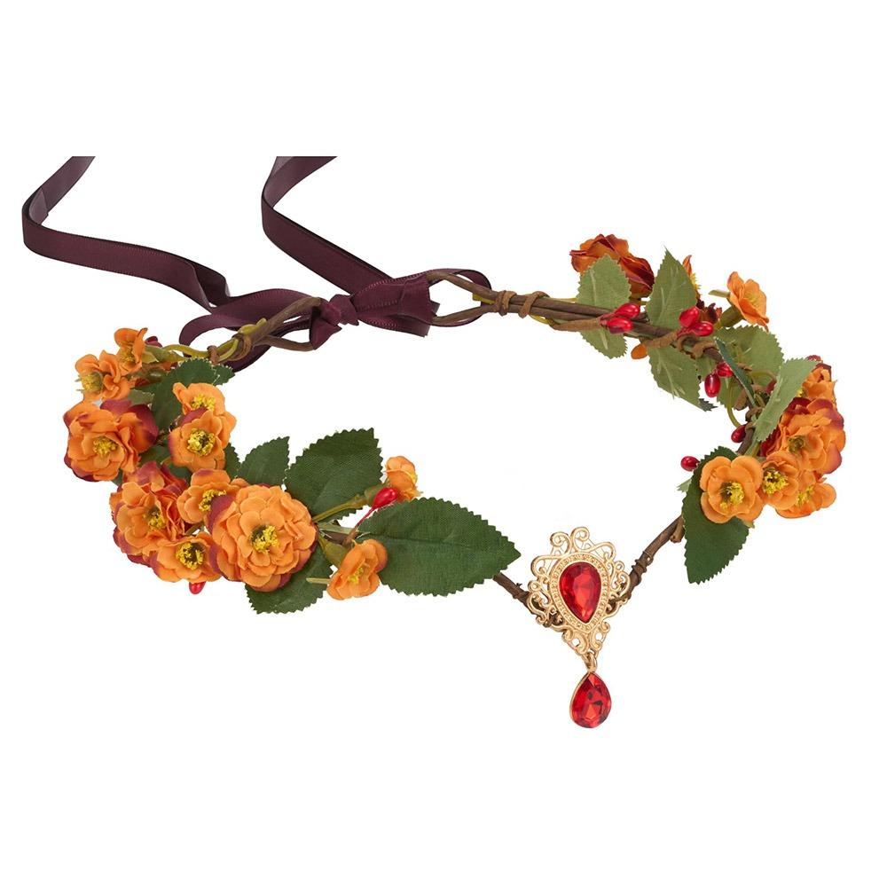 Косплей Фея Цветочная Корона Листьев Костюм на Хеллоуин Эльфийская Принцесса Тиара Лесная Цветочная Повязка На Голову