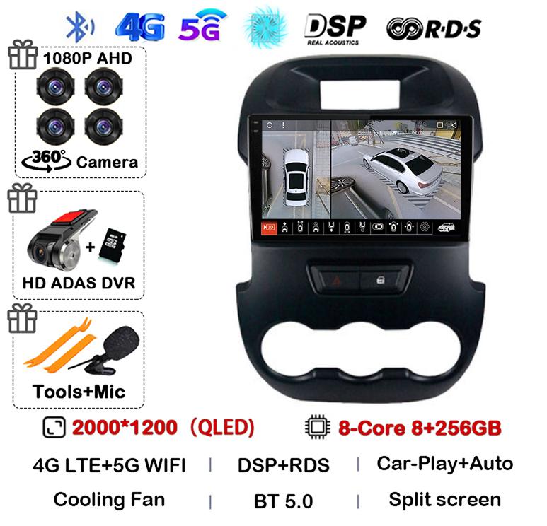 Android 14 Carplay Auto для Ford Ranger 2011 2011 2013 2014 Автомобильный радиоприемник GPS стерео мультимедийный плеер головное устройство 2 DIN WIFI+4G DSP