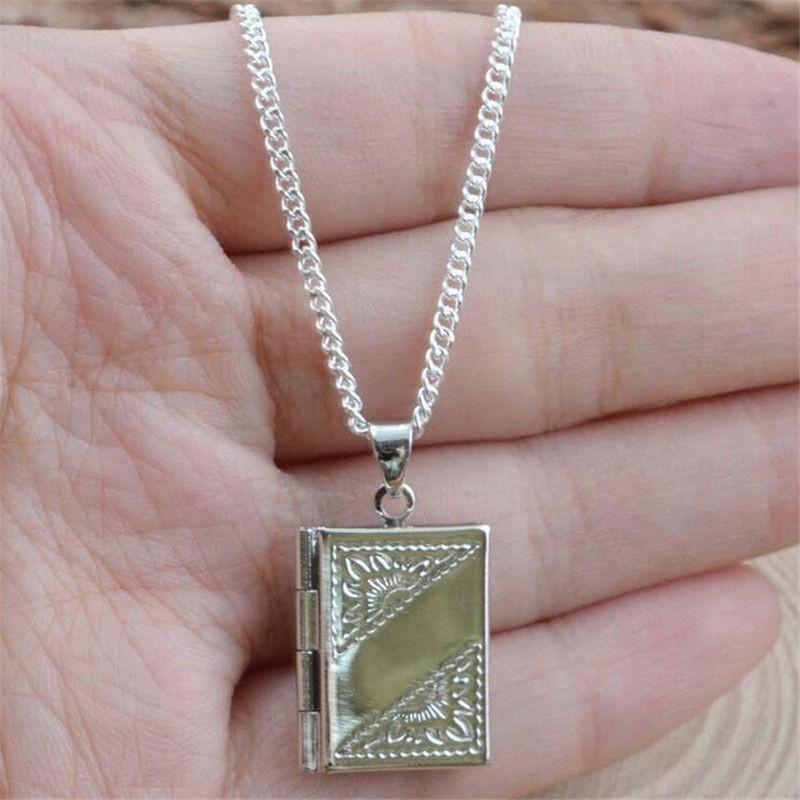 Women Men Silver Color Book Box Photo Locket Pendant Jewelry Without Chain For Friends Wholesal R6A5