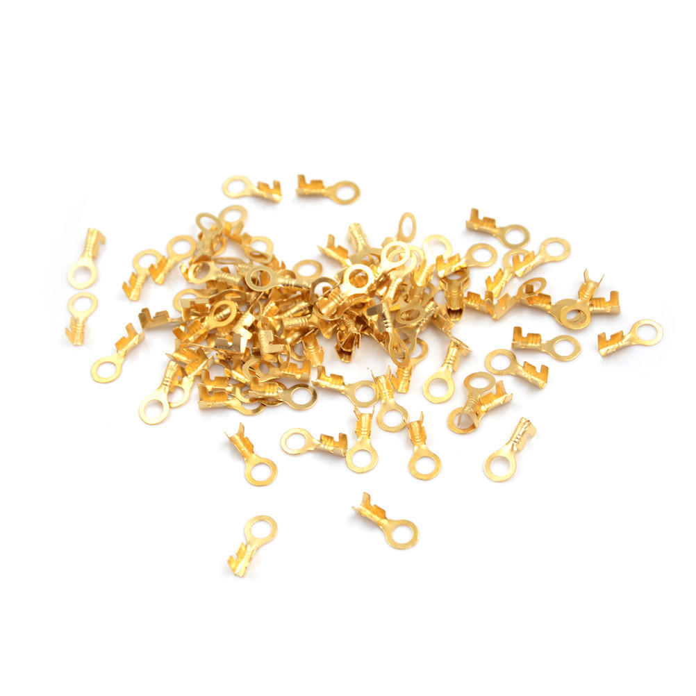 100 Pcs 5.2Mm Gold Brass Round Terminal Power Supply Wire Connector