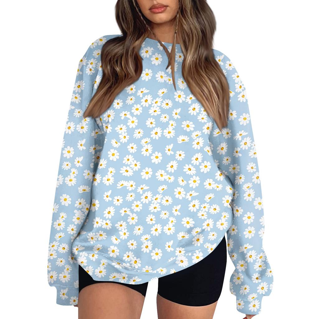 Женские топы Женский свитшот с длинным рукавом Повседневный с круглым вырезом Свободного кроя Пуловер Флисовые топы