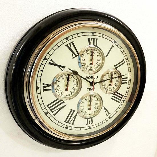 Часы 5,715 см в винтажном стиле, латунные, черные, деревянные часы для всего мира, морской настенный декор