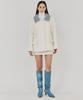 Thefrht Herringbone High-Neck Half Coat (Ivory)