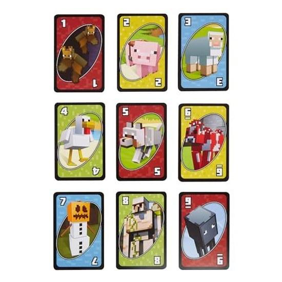 Игра Mattel UNO Minecraft Вечеринка Карточная игра 112 карт 2-10 игроков Возраст 7+ Зеленая FPD61